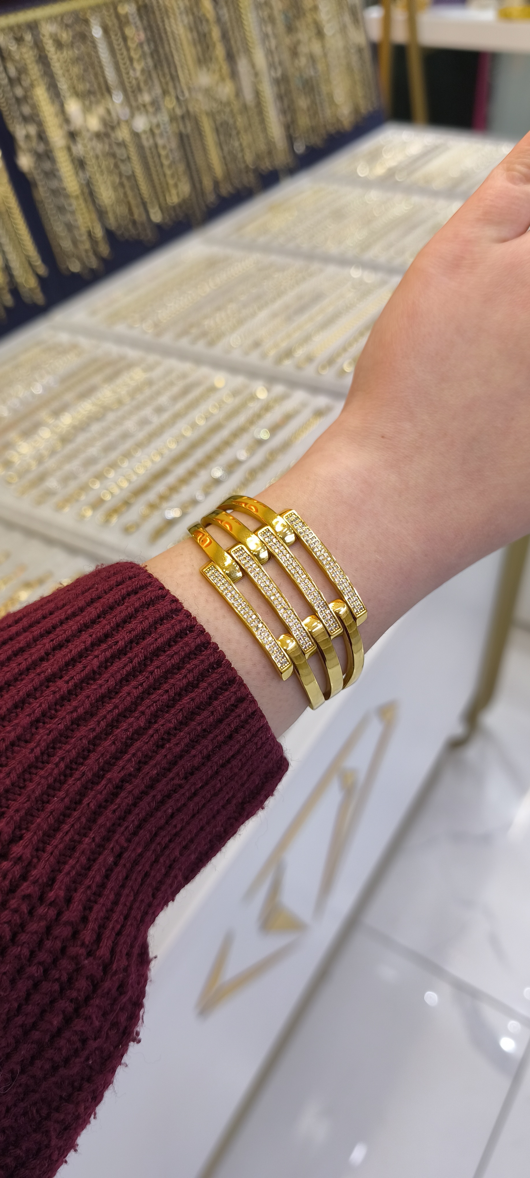 ALTIN KAPLAMA-4'LÜ TAŞLI KABURGA